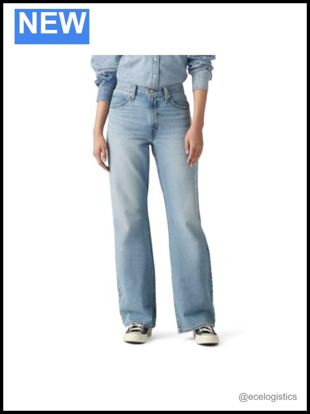 Vintage Mid Rise Baggy Bootcut Jeans 100% Cotton Non-Stretch 27W